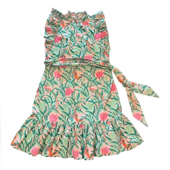 Banjanan Bulbul Tulip & Bird Print Mini Dress Size Small - Picture 4 of 13